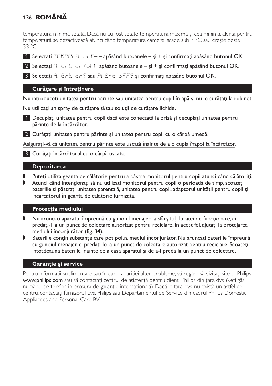 Curăţare şi întreţinere, Depozitarea, Protecţia mediului | Garanţie şi service, Întrebări frecvente | Philips SCD499 User Manual | Page 136 / 208