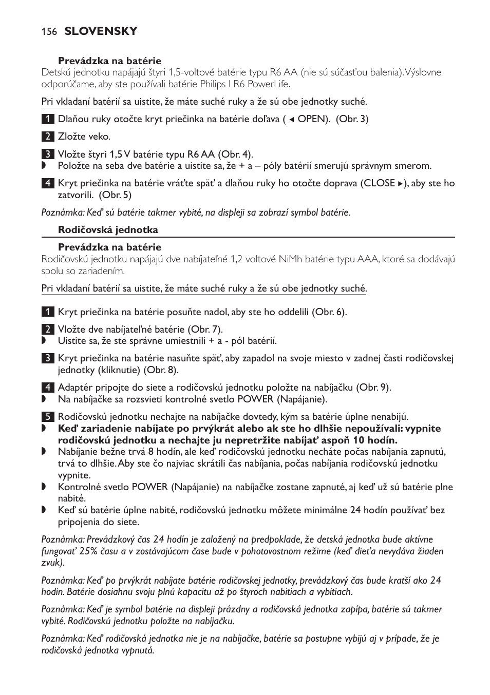 Prevádzka na batérie, Rodičovská jednotka | Philips SCD499 User Manual | Page 156 / 208