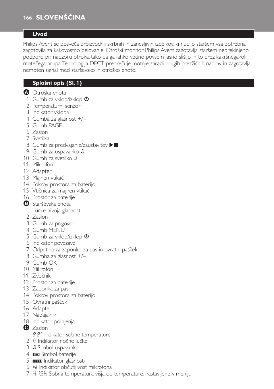 Slovenščina, Uvod, Splošni opis (sl. 1) | Philips SCD499 User Manual | Page 166 / 208