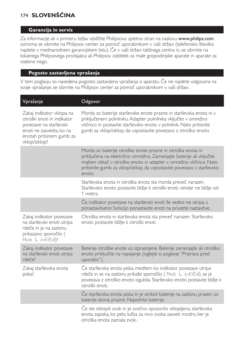 Garancija in servis, Pogosto zastavljena vprašanja | Philips SCD499 User Manual | Page 174 / 208