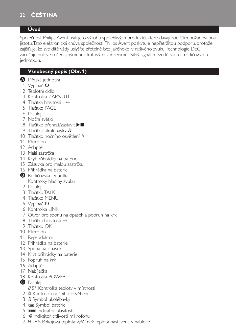Čeština, Úvod, Všeobecný popis (obr. 1) | Philips SCD499 User Manual | Page 32 / 208