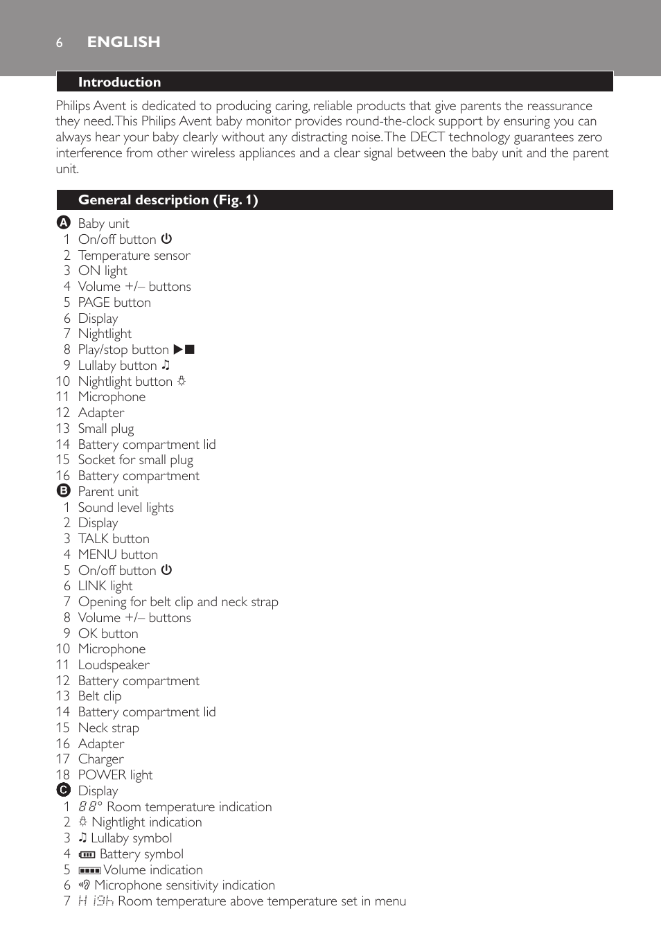 English, Introduction, General description (fig. 1) | Philips SCD499 User Manual | Page 6 / 208