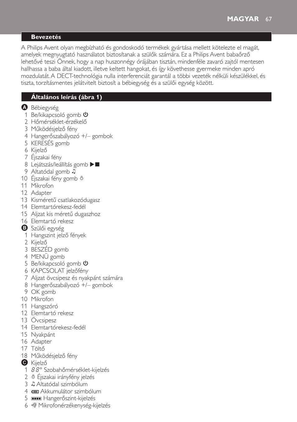 Magyar, Bevezetés, Általános leírás (ábra 1) | Philips SCD499 User Manual | Page 67 / 208