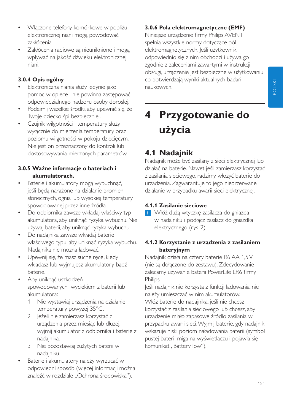 4 przygotowanie do użycia, 1 nadajnik | Philips SCD535 User Manual | Page 151 / 268