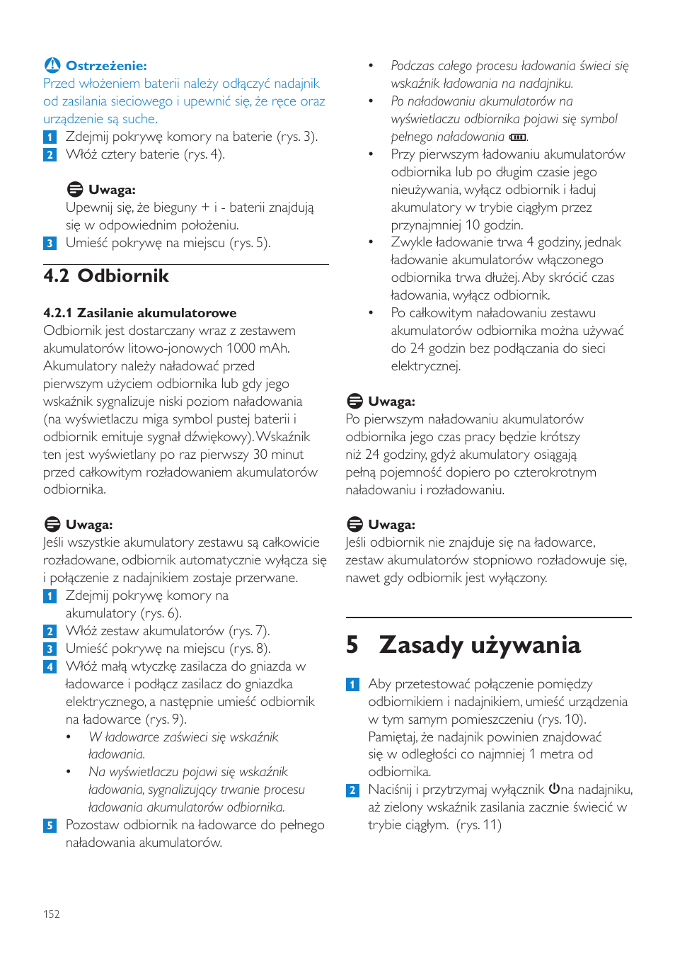 5 zasady używania, 2 odbiornik | Philips SCD535 User Manual | Page 152 / 268