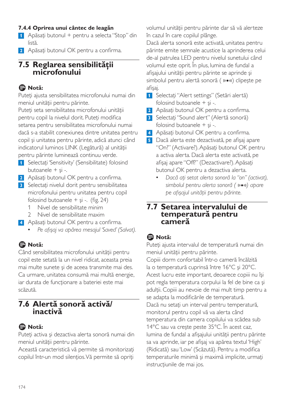 5 reglarea sensibilităţii microfonului, 6 alertă sonoră activă/ inactivă | Philips SCD535 User Manual | Page 174 / 268