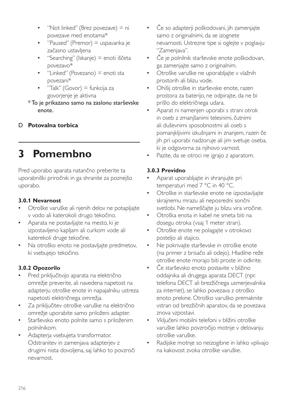 3 pomembno | Philips SCD535 User Manual | Page 216 / 268