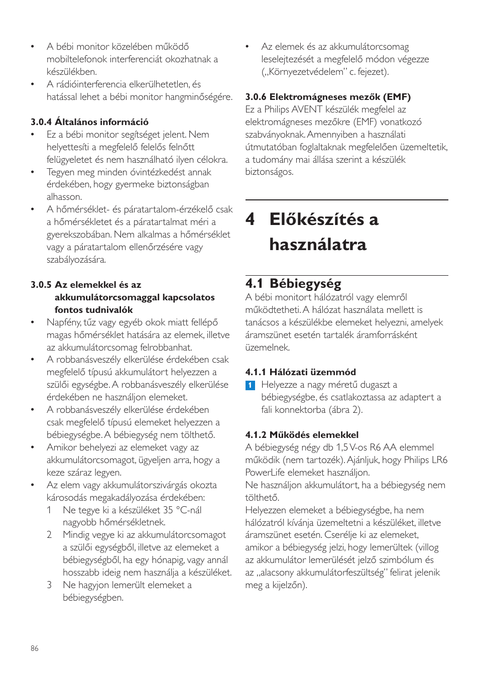4 előkészítés a használatra, 1 bébiegység | Philips SCD535 User Manual | Page 86 / 268