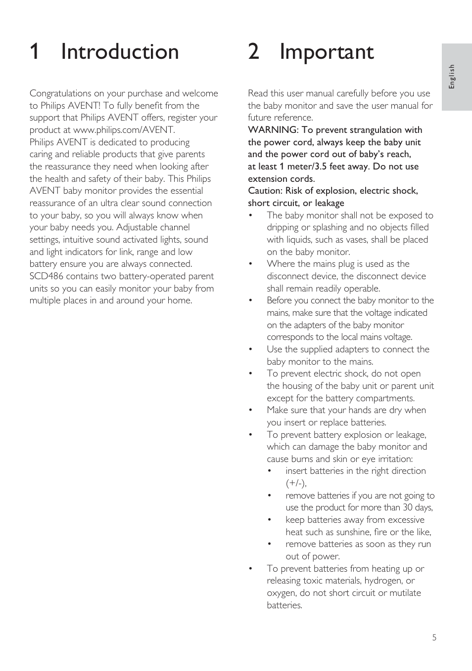 1 introduction, 2 important | Philips SCD485 User Manual | Page 3 / 101