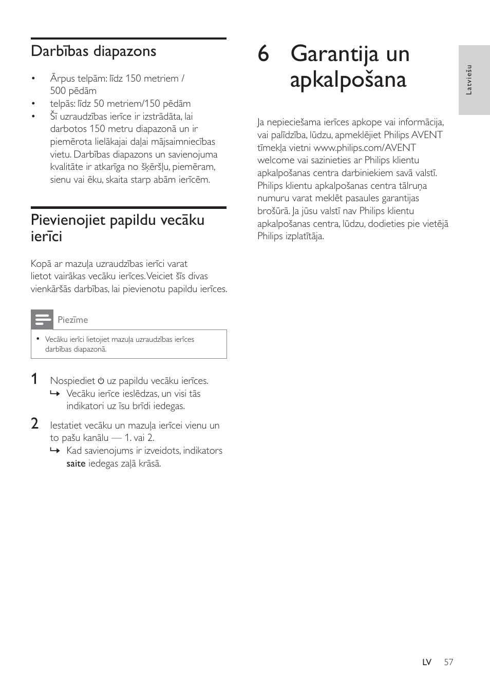6 garantija un apkalpošana, Dueħedv gldsd]rqv, 3lhylhqrmlhw sdslogx yhfünx lhuħfl | Philips SCD485 User Manual | Page 55 / 101
