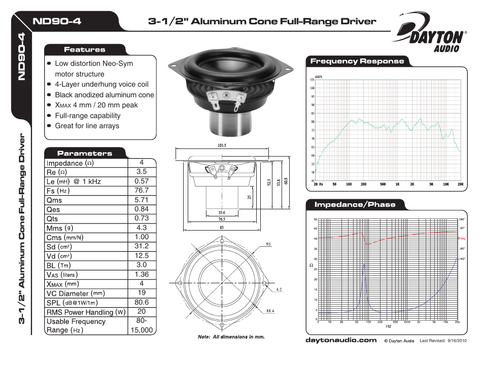 Dayton Audio ND90-4 3-1 User Manual | 1 page