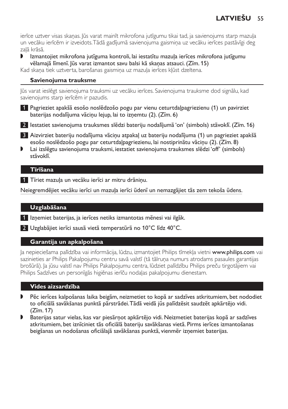 Savienojuma trauksme, Tīrīšana, Uzglabāšana | Garantija un apkalpošana, Vides aizsardzība, Visbiežāk uzdotie jautājumi | Philips SCX463 User Manual | Page 55 / 102