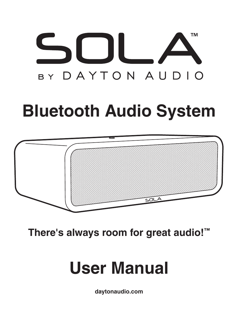 Dayton Audio Sola Nero Bluetooth Speaker Black User Manual | 4 pages