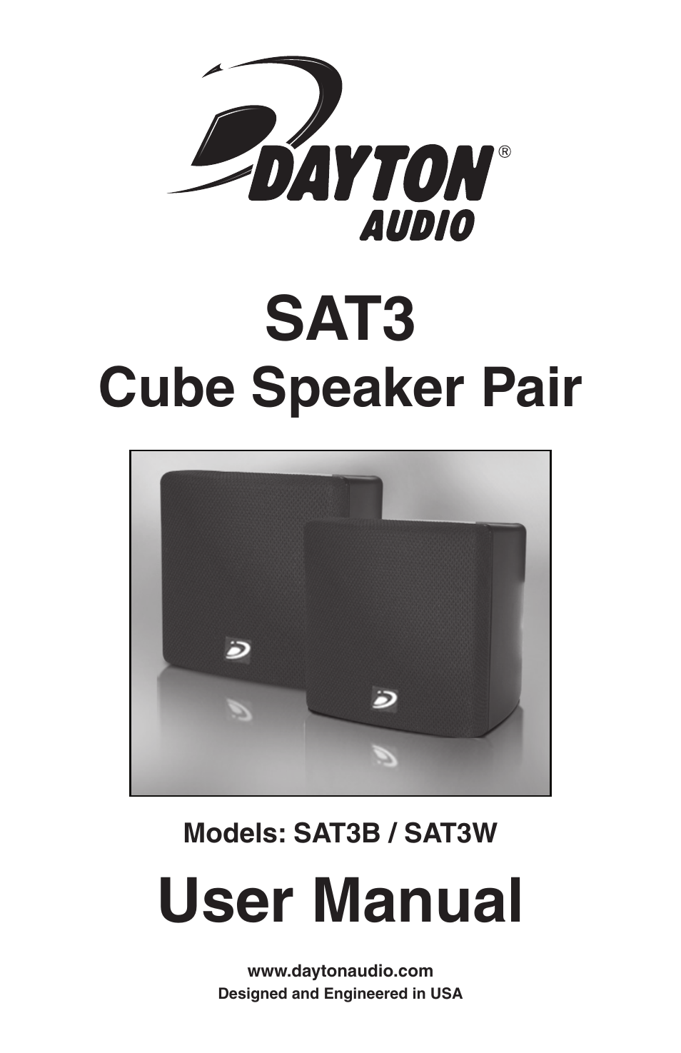 Dayton Audio SAT3B 3.5" Cube Speaker Pair Black User Manual | 2 pages