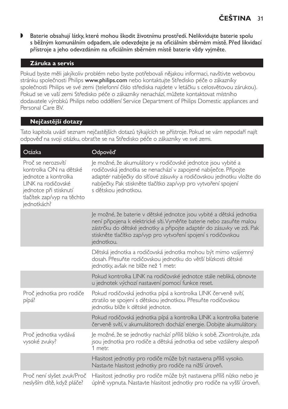 Záruka a servis, Nejčastější dotazy | Philips SCD498 User Manual | Page 31 / 160