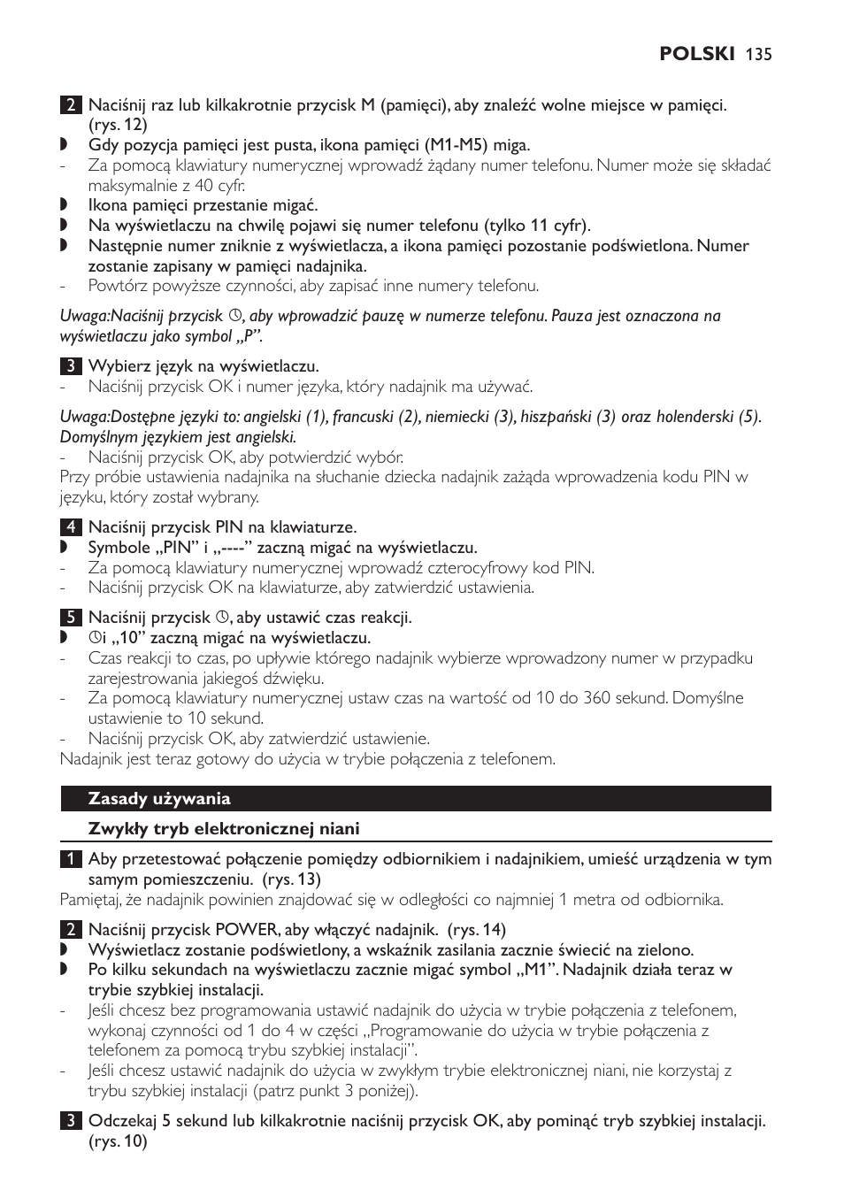 Zasady używania, Zwykły tryb elektronicznej niani | Philips SCD469 User Manual | Page 135 / 236