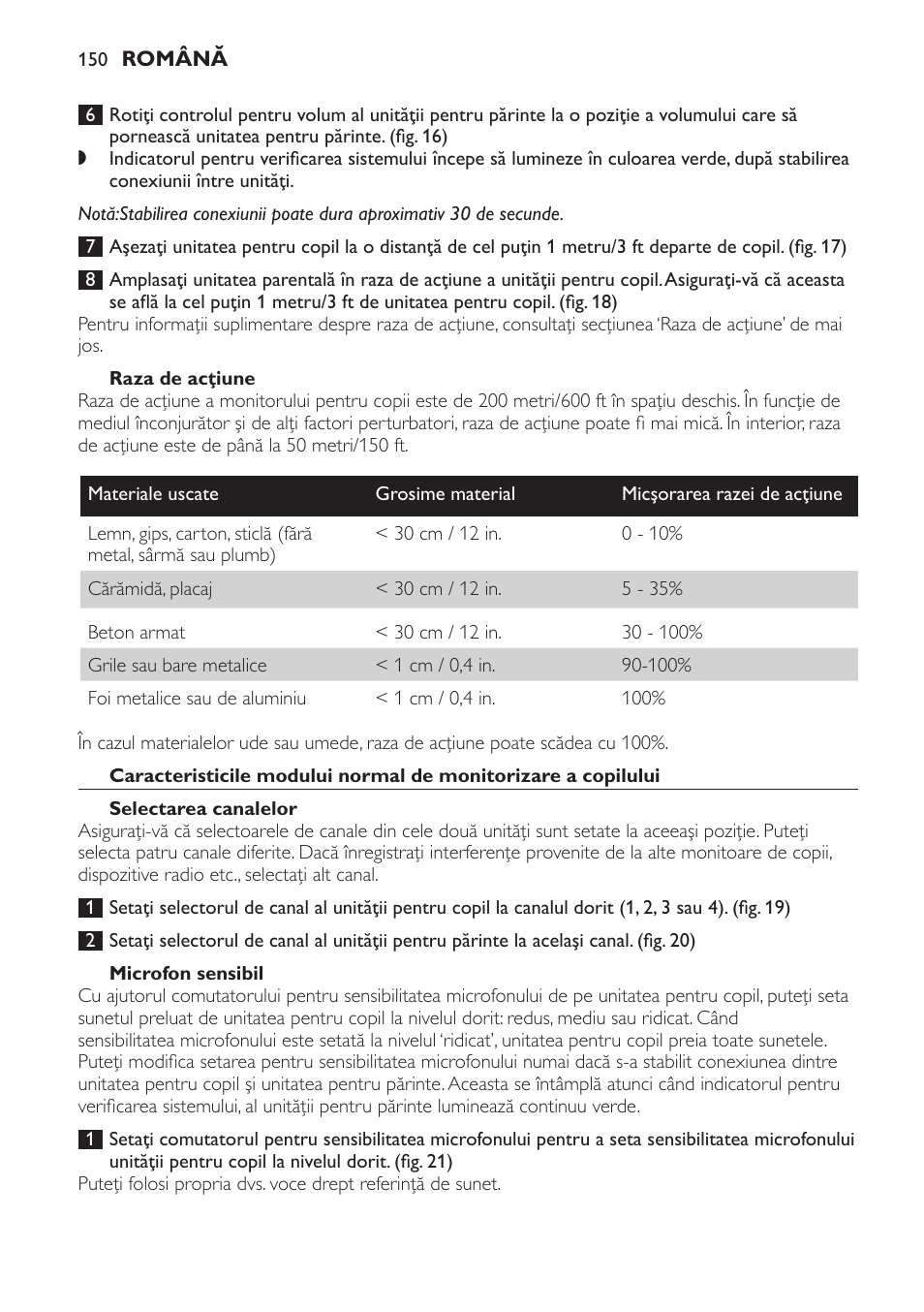 Raza de acţiune, Selectarea canalelor, Microfon sensibil | Monitorizarea silenţioasă a copilului | Philips SCD469 User Manual | Page 150 / 236