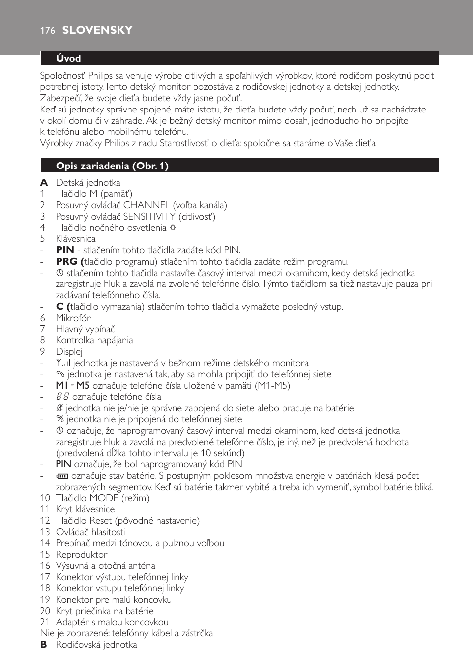 Slovensky, Úvod, Opis zariadenia﻿ (obr. 1) | Philips SCD469 User Manual | Page 176 / 236