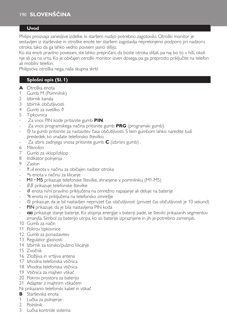 Slovenščina, Uvod, Splošni opis﻿ (sl. 1) | Philips SCD469 User Manual | Page 190 / 236