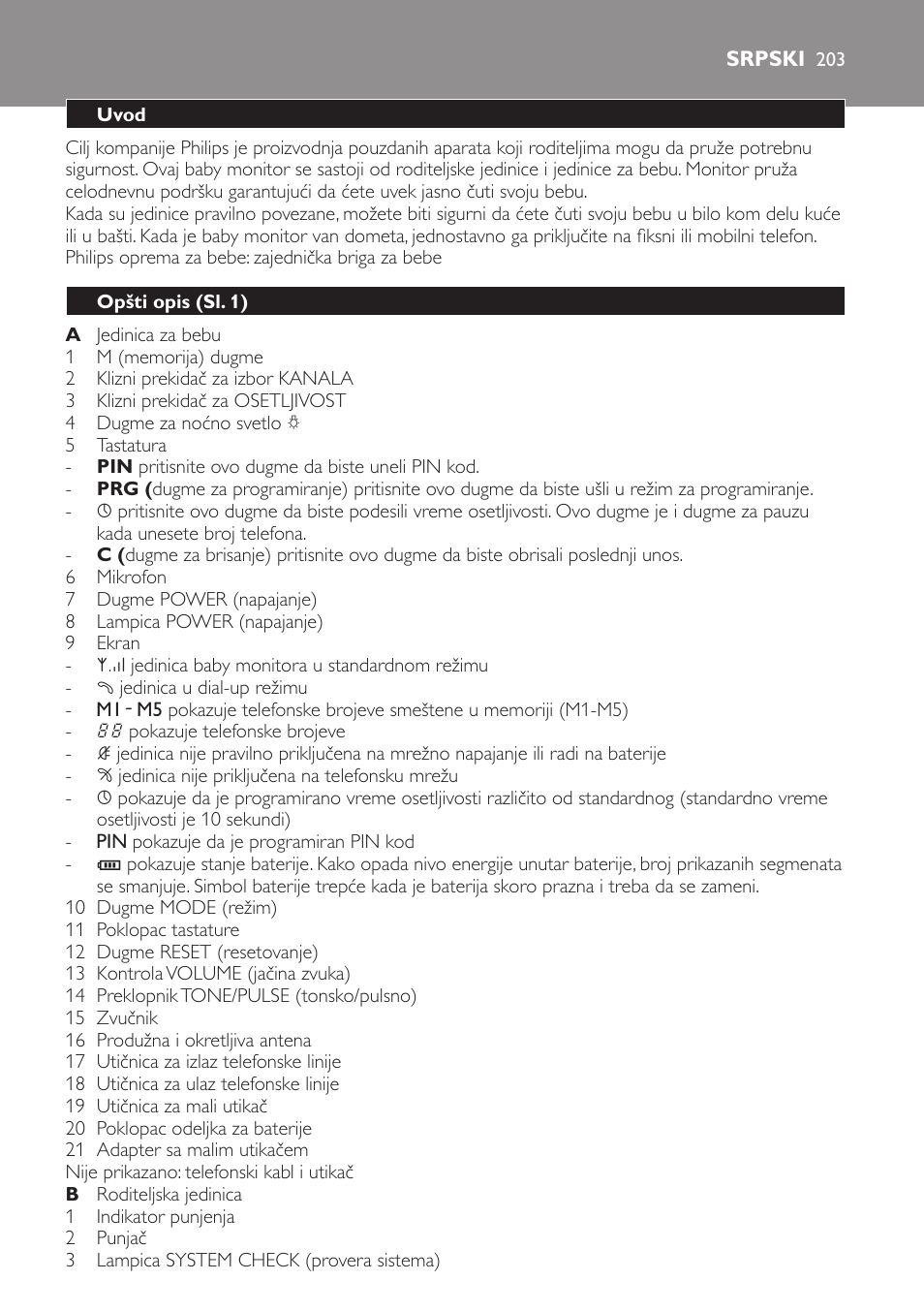 Srpski, Uvod, Opšti opis﻿ (sl. 1) | Philips SCD469 User Manual | Page 203 / 236