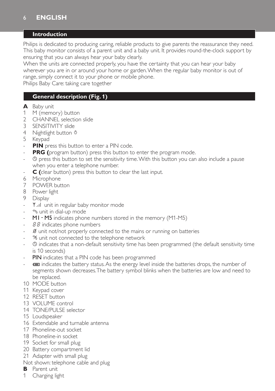 English, Introduction, General description﻿ (fig. 1) | Philips SCD469 User Manual | Page 6 / 236