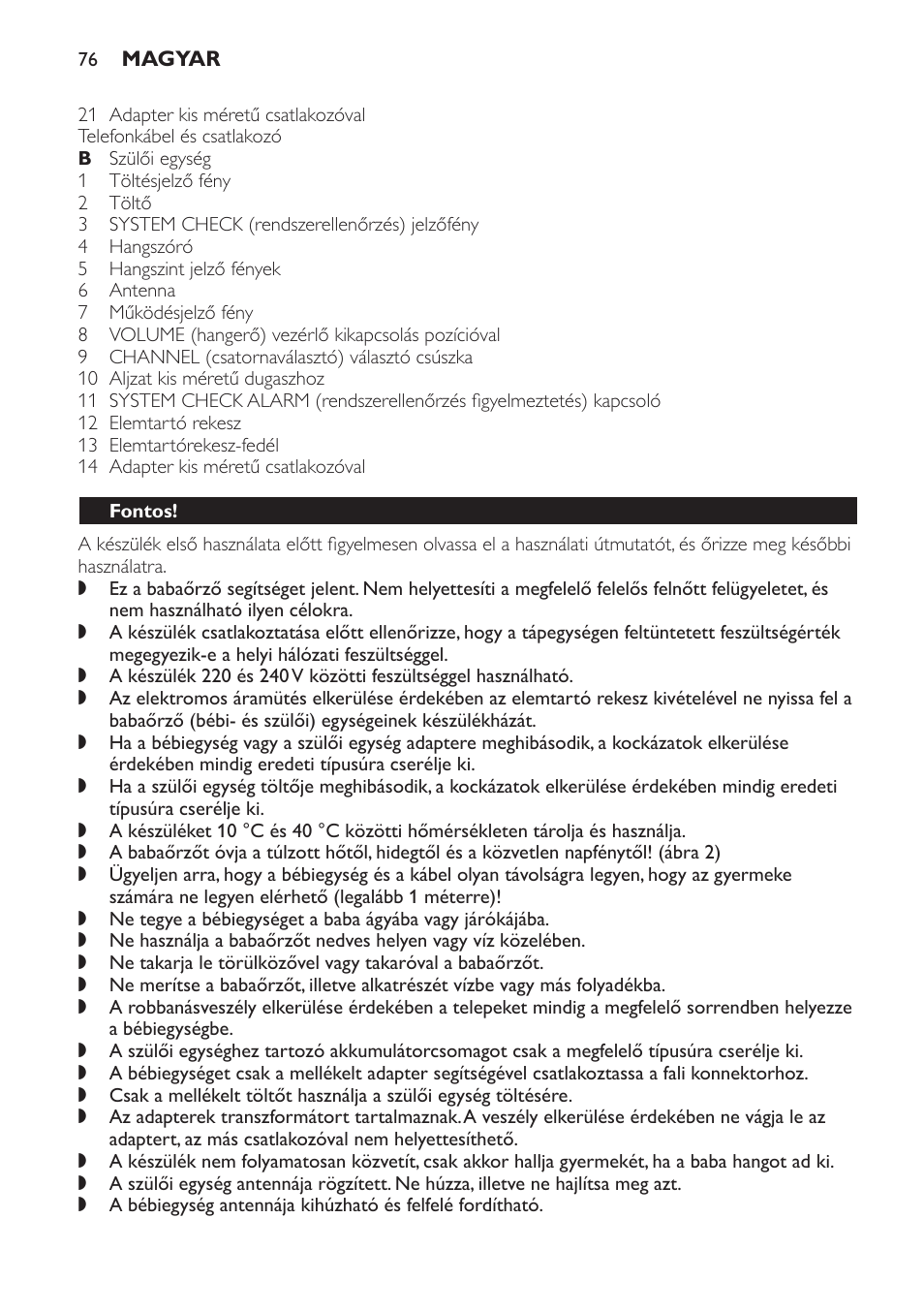 Fontos | Philips SCD469 User Manual | Page 76 / 236