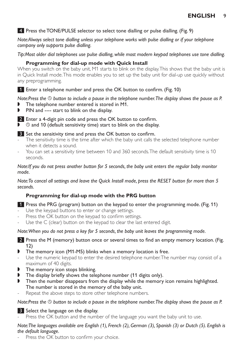 Programming for dial-up mode with quick install, Programming for dial-up mode with the prg button | Philips SCD469 User Manual | Page 9 / 236