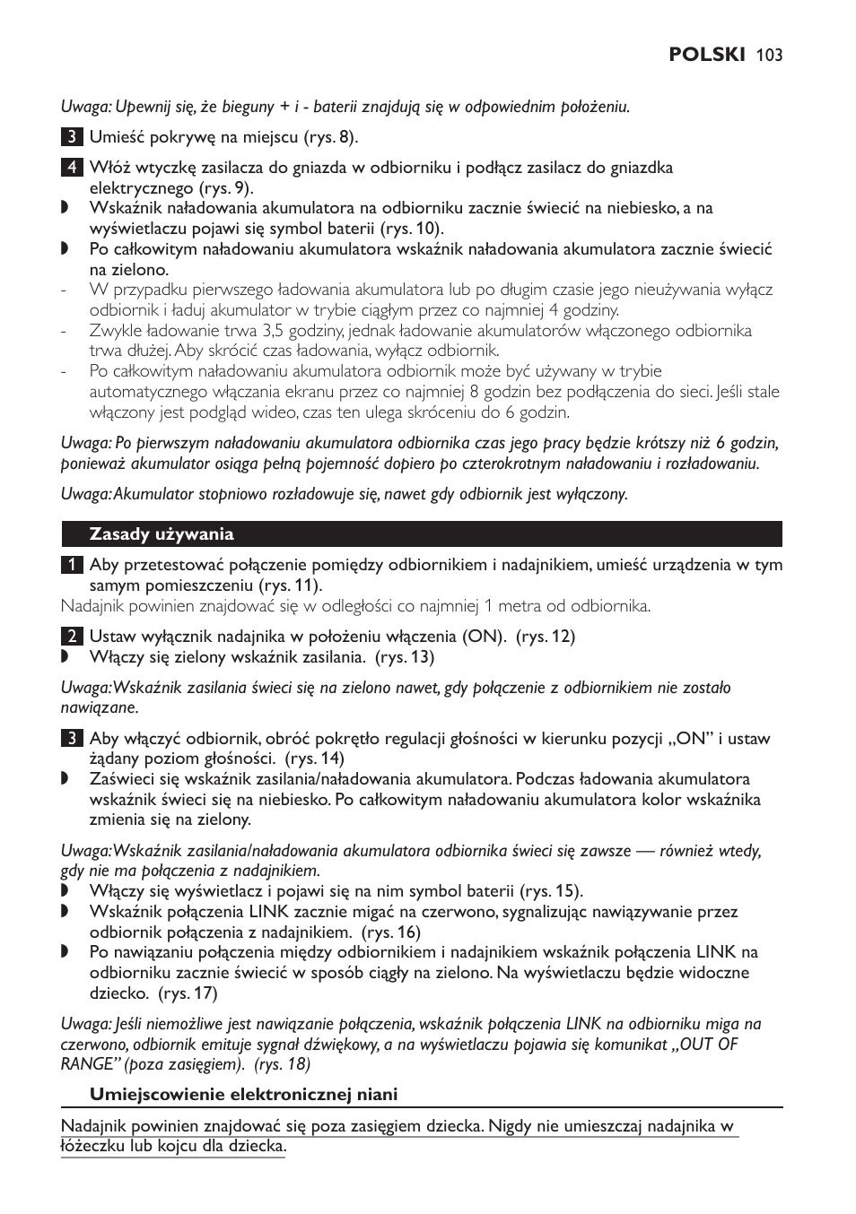 Zasady używania, Umiejscowienie elektronicznej niani | Philips SCD600 User Manual | Page 103 / 180