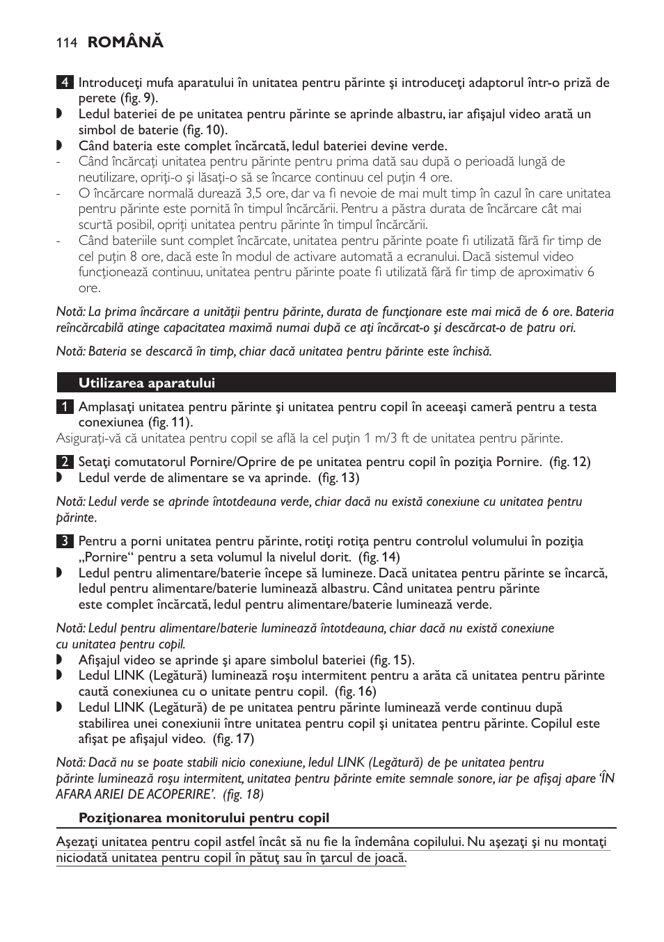 Utilizarea aparatului, Poziţionarea monitorului pentru copil | Philips SCD600 User Manual | Page 114 / 180