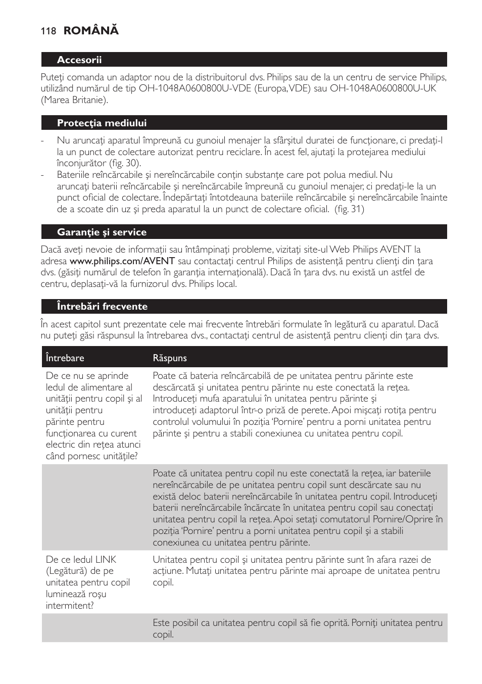 Accesorii, Protecţia mediului, Garanţie şi service | Întrebări frecvente | Philips SCD600 User Manual | Page 118 / 180