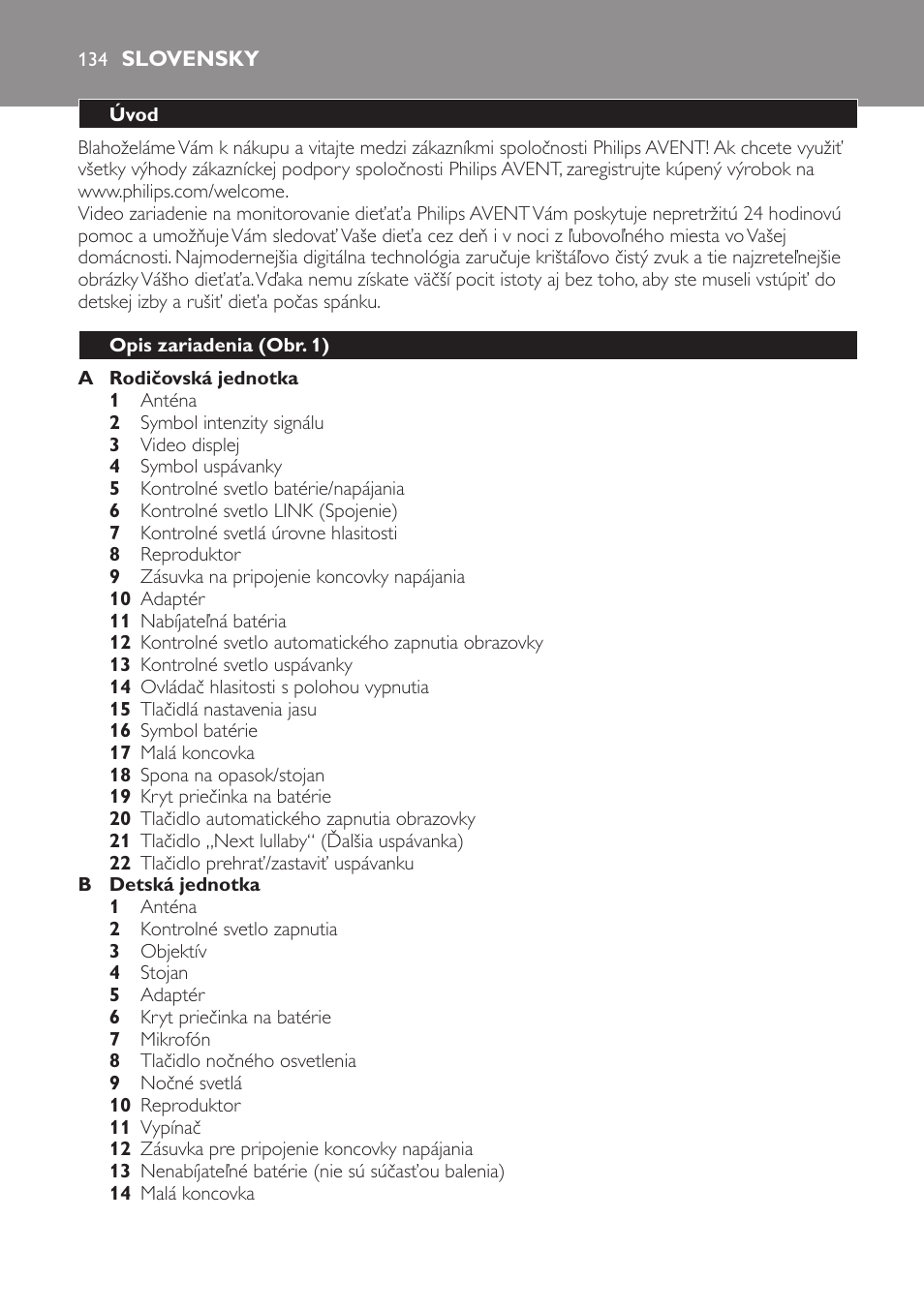 Slovensky, Úvod, Opis zariadenia (obr. 1) | Philips SCD600 User Manual | Page 134 / 180