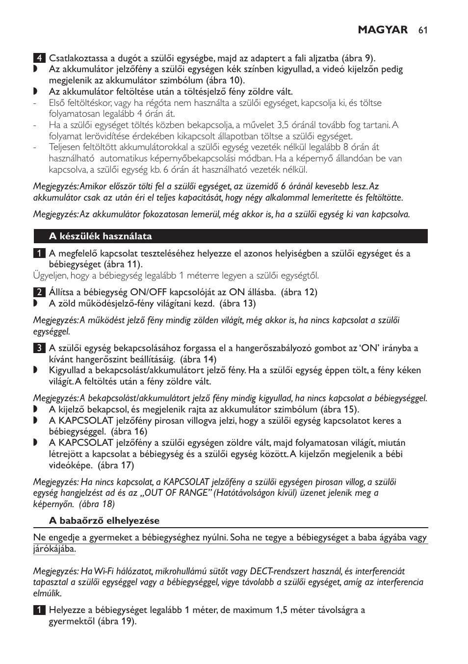 A készülék használata, A babaőrző elhelyezése | Philips SCD600 User Manual | Page 61 / 180