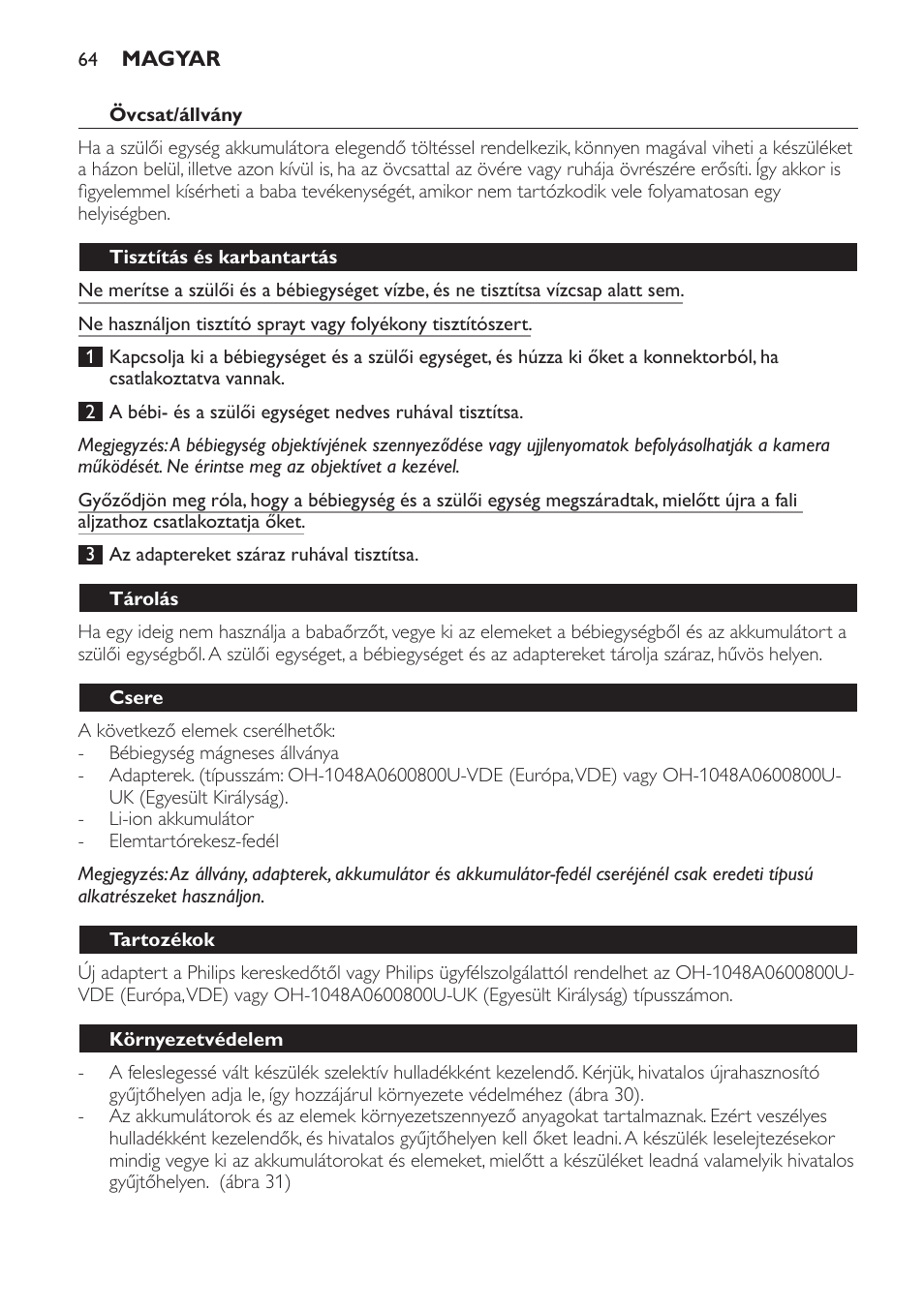 Tisztítás és karbantartás, Tárolás, Csere | Tartozékok, Környezetvédelem, Jótállás és szerviz | Philips SCD600 User Manual | Page 64 / 180