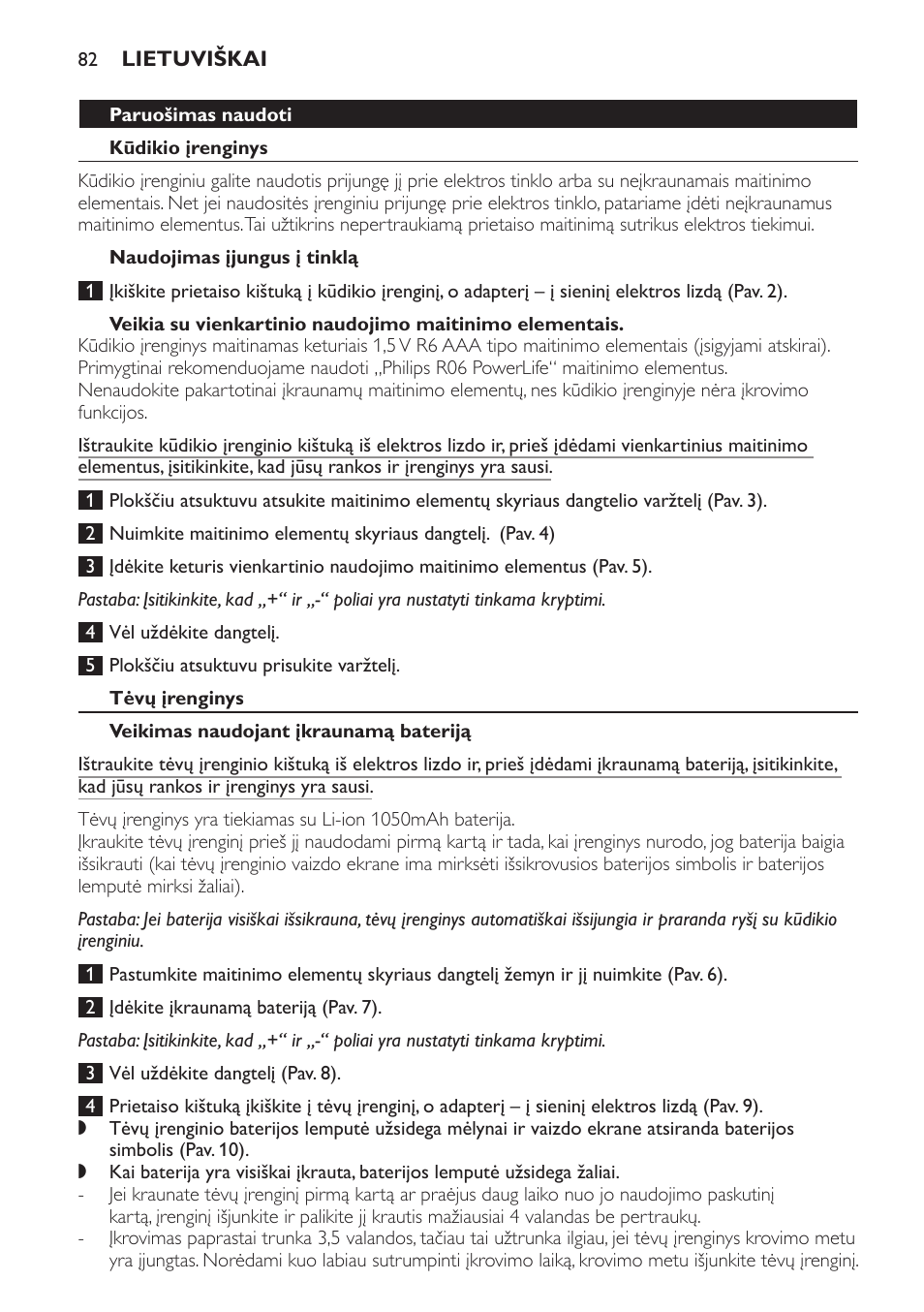 Paruošimas naudoti, Kūdikio įrenginys, Naudojimas įjungus į tinklą | Tėvų įrenginys, Veikimas naudojant įkraunamą bateriją | Philips SCD600 User Manual | Page 82 / 180