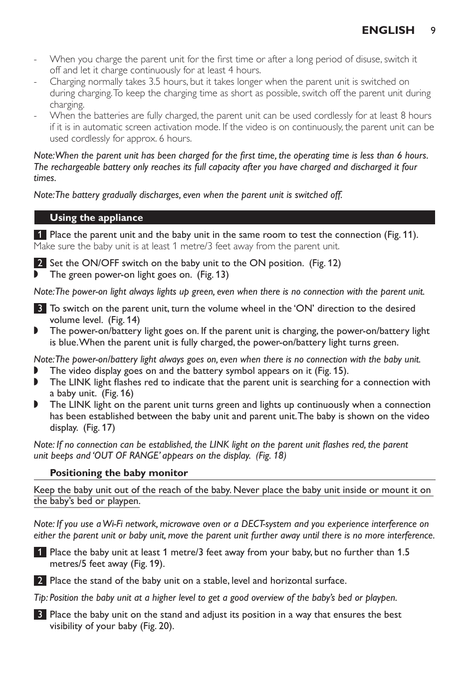 Using the appliance, Positioning the baby monitor | Philips SCD600 User Manual | Page 9 / 180