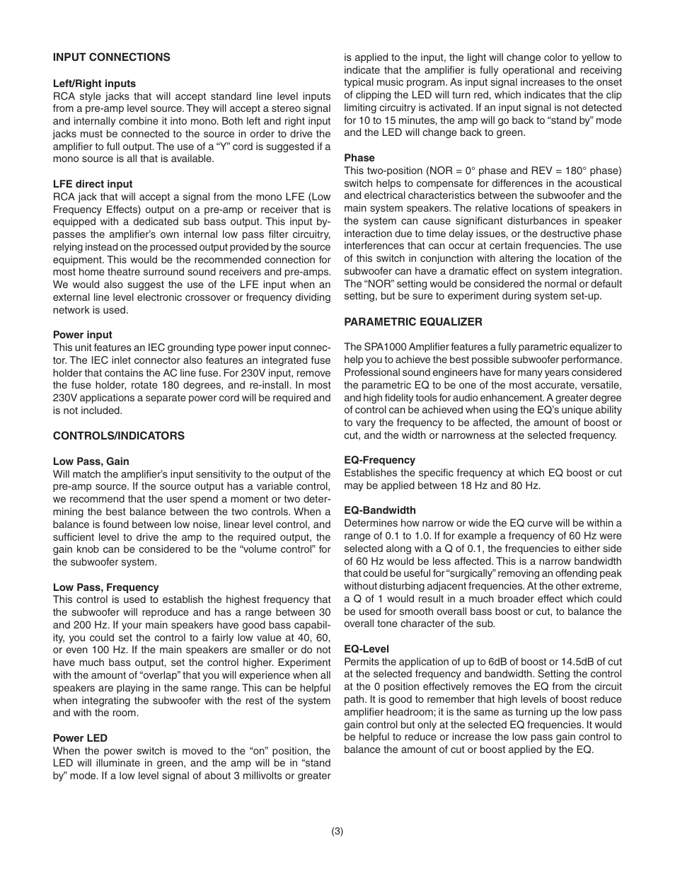 Dayton Audio SPA1000 1000W Subwoofer Plate Amplifier User Manual | Page 3 / 4