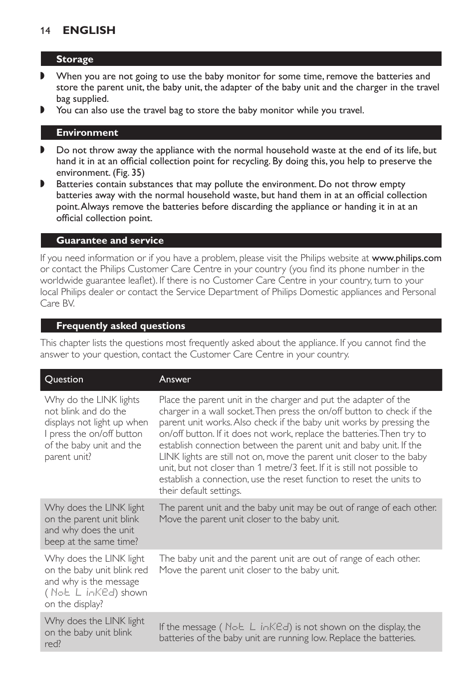 Guarantee and service, Frequently asked questions | Philips MONITOR SCD489 User Manual | Page 14 / 196