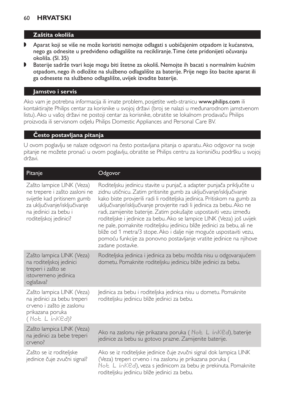 Jamstvo i servis, Često postavljana pitanja | Philips MONITOR SCD489 User Manual | Page 60 / 196