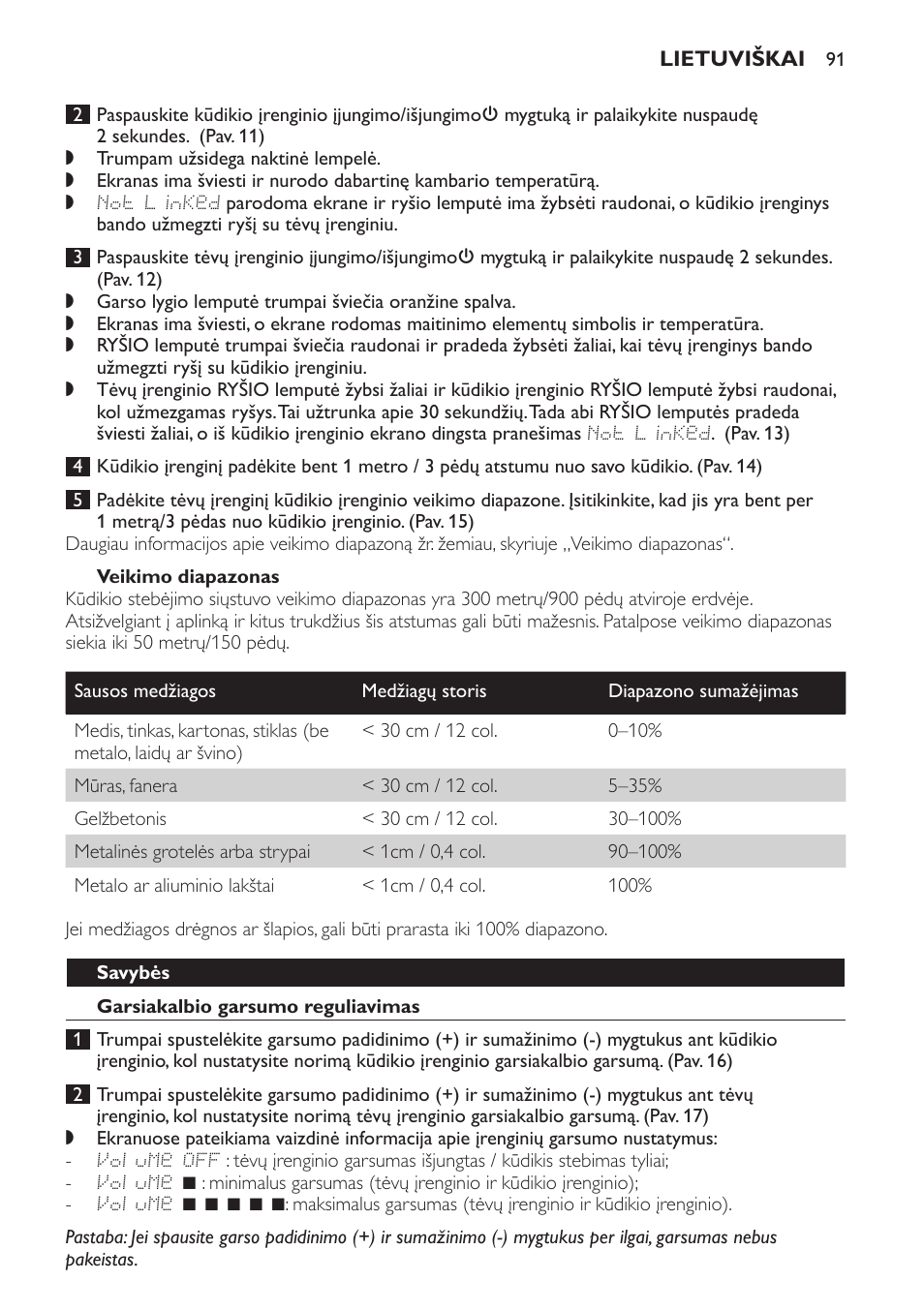 Veikimo diapazonas, Savybės, Garsiakalbio garsumo reguliavimas | Philips MONITOR SCD489 User Manual | Page 91 / 196
