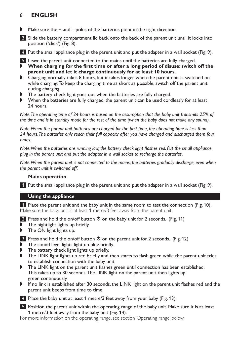 Mains operation, Using the appliance | Philips SCD497 User Manual | Page 8 / 156