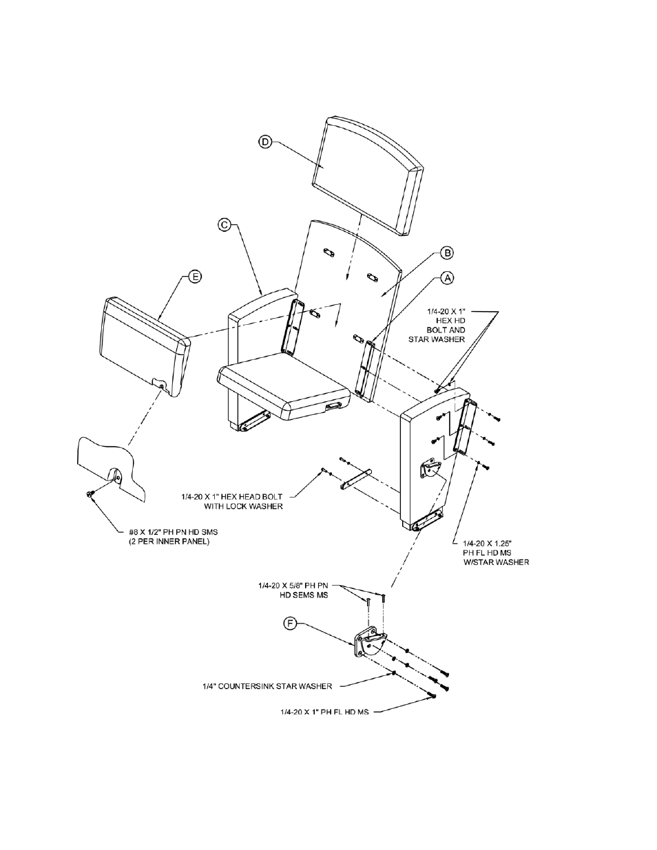 Figure 6 – prima c3 – exploded assembly | Theatre Solution Prima Auditorium Seating User Manual | Page 38 / 40