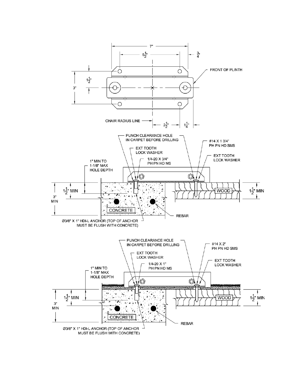 Figure 7 - prima – floor mounting details | Theatre Solution Prima Auditorium Seating User Manual | Page 39 / 40