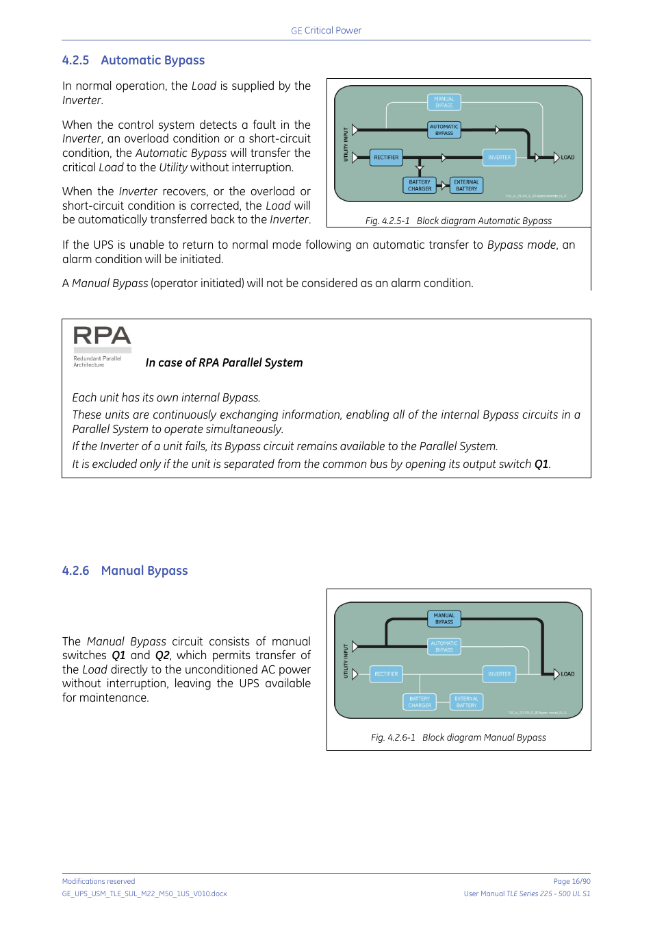 5 automatic bypass, 6 manual bypass, Automatic bypass | Manual bypass | GE Industrial Solutions TLE Series 225-500 User Manual User Manual | Page 16 / 90