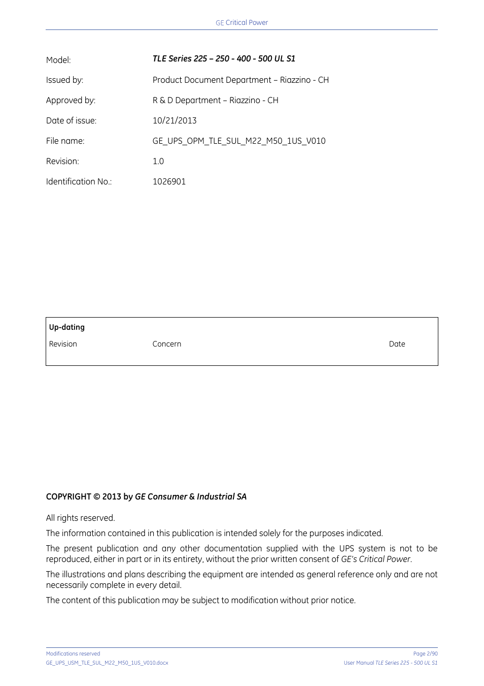 GE Industrial Solutions TLE Series 225-500 User Manual User Manual | Page 2 / 90