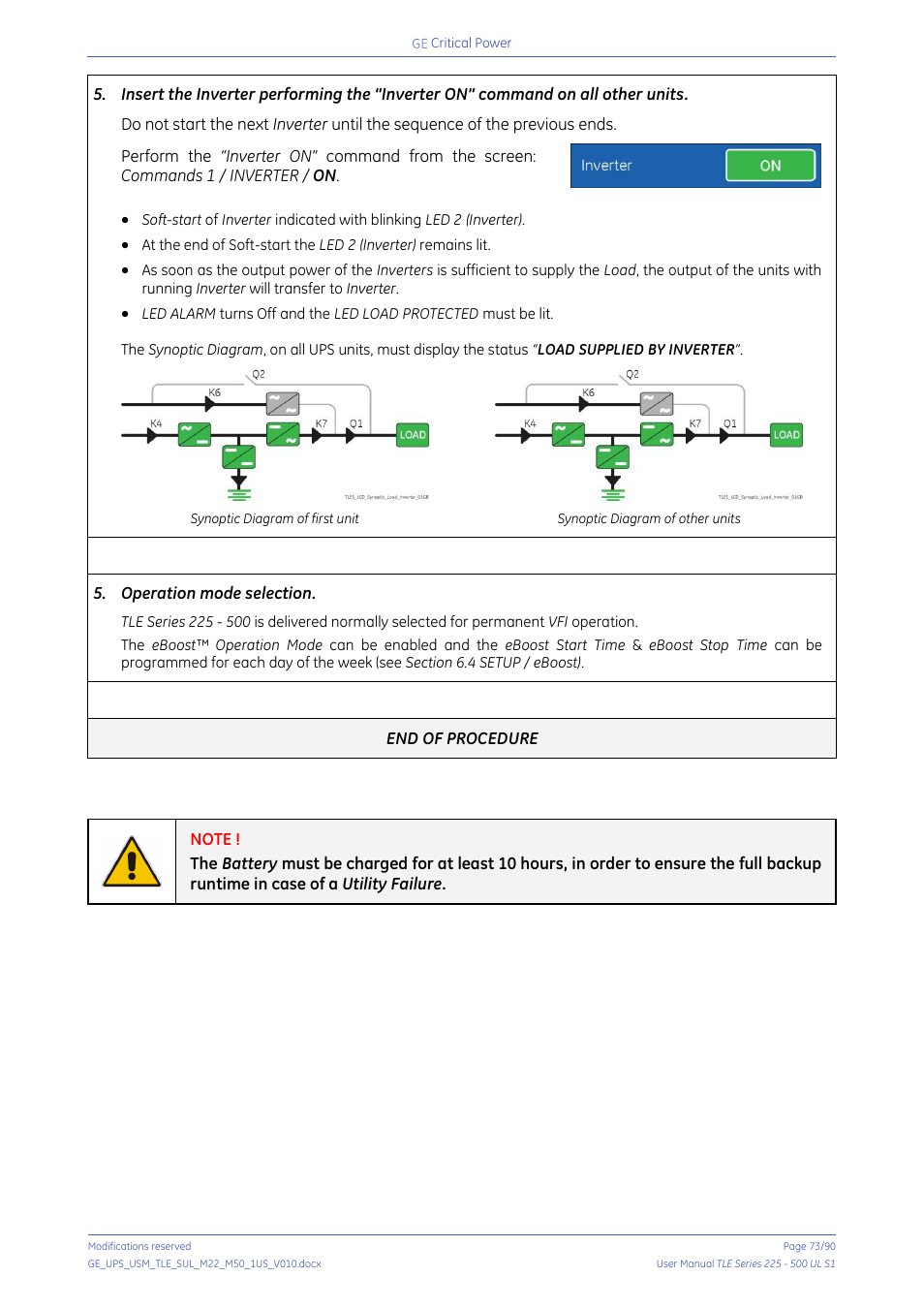 GE Industrial Solutions TLE Series 225-500 User Manual User Manual | Page 73 / 90
