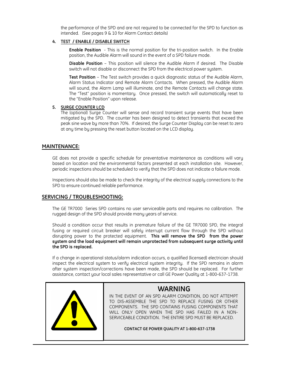 Warning | GE Industrial Solutions GE TR7000 Series User Manual | Page 16 / 17