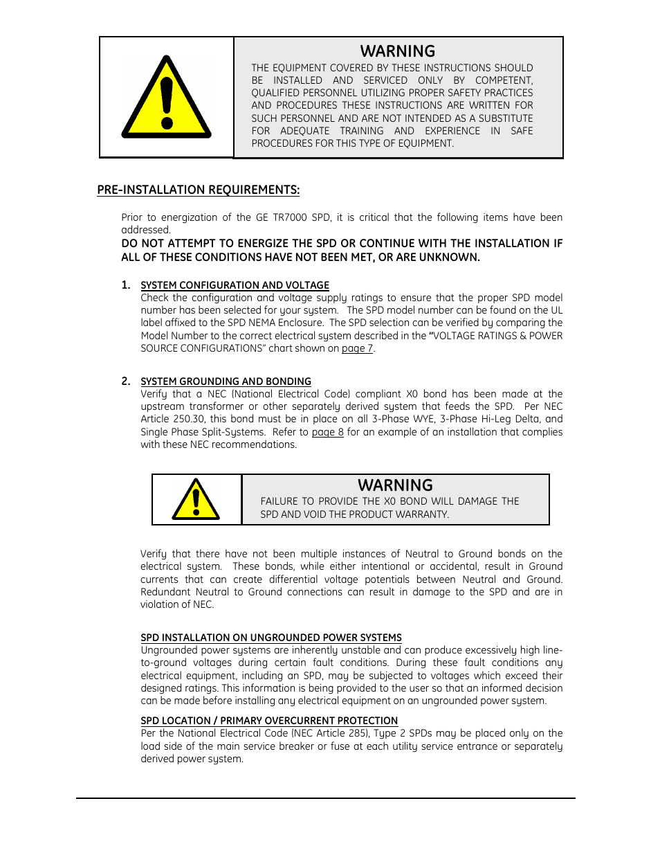 Warning | GE Industrial Solutions GE TR7000 Series User Manual | Page 6 / 17