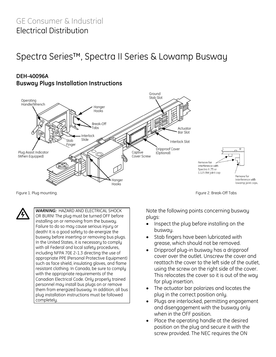 GE Industrial Solutions Spectra II Series Busway Plugs User Manual | 2 pages