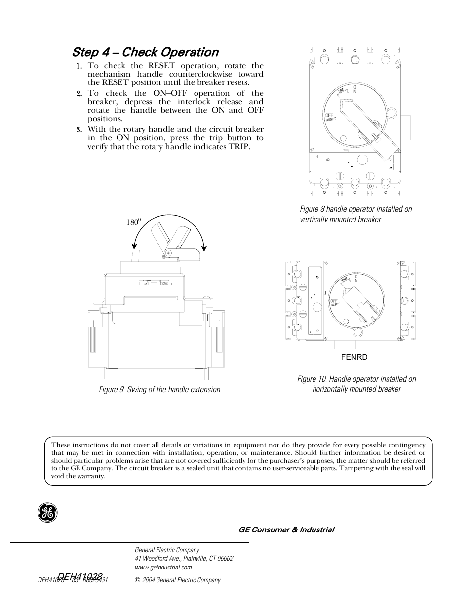 Step 4 – check operation | GE Industrial Solutions Record Plus TDR, NEMA 1, 12: FE250 User Manual | Page 5 / 5