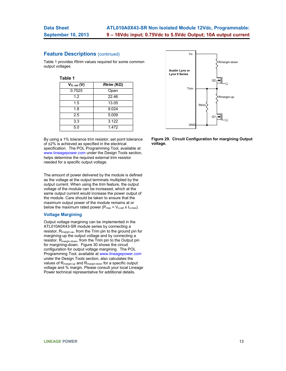 Feature descriptions | GE Industrial Solutions ATL010A0X43-SR User Manual | Page 13 / 21